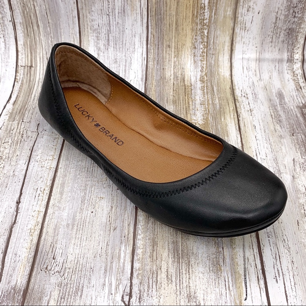 Lucky Brand Black Leather Emmie Ballet Flat Size 7